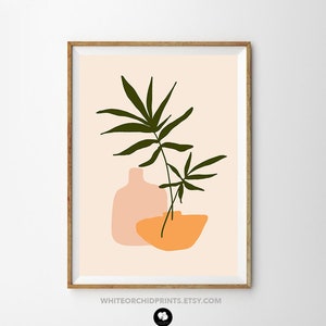 Burnt Orange Art Print Blush Wall art Vases Terracota Minimalist art Graphic Plants Plants Leaves Printable Art Boho Home Decor Scandinavian