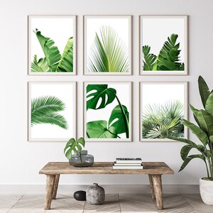 Tropical Leaf Prints Set, Botanical Wall art, Nature Posters, Minimalist art, Scandinavian Nordic Home Decor, Tropical Leaves