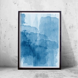 Abstract Art Prints Watercolor Set of 3 Indigo Blue Navy Wall Art ...