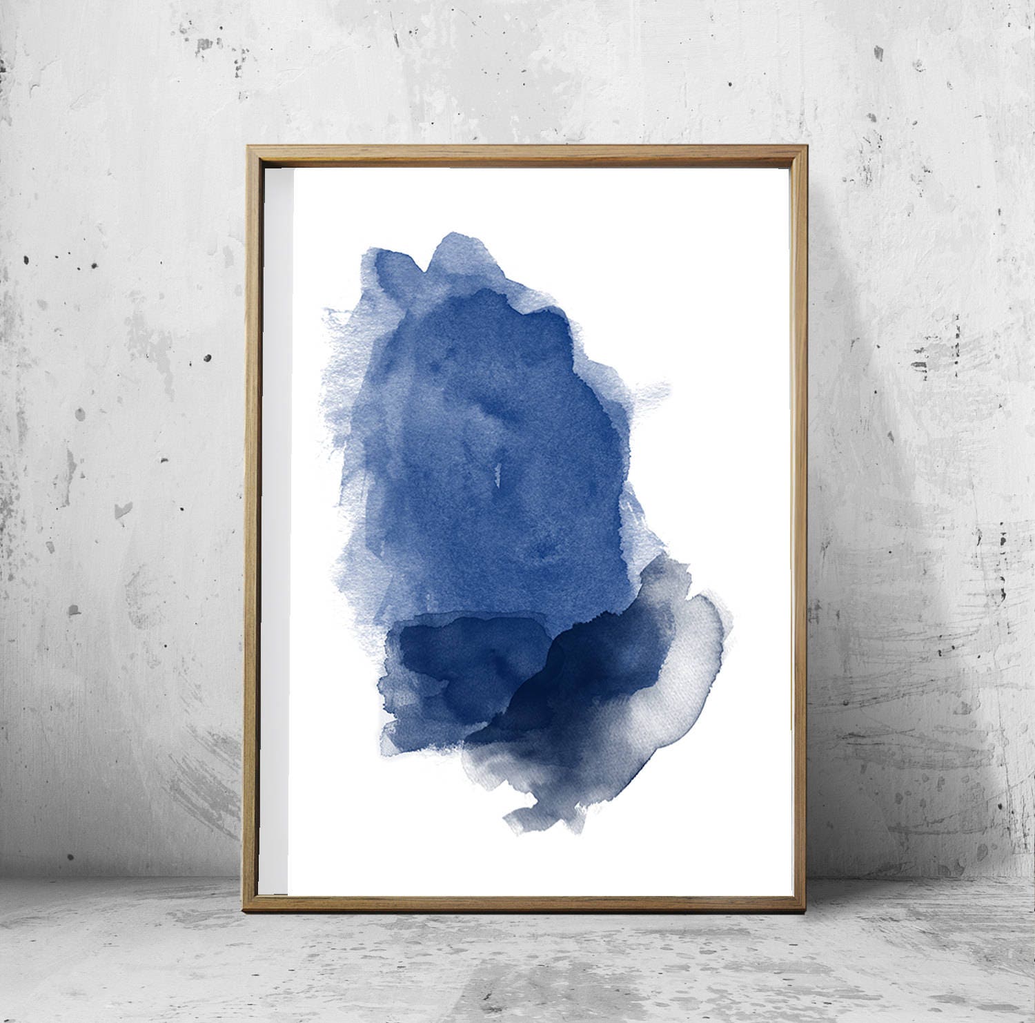 Abstract Watercolor Prints Set of 6 Blue Wall Art Minimalist Art Indigo ...