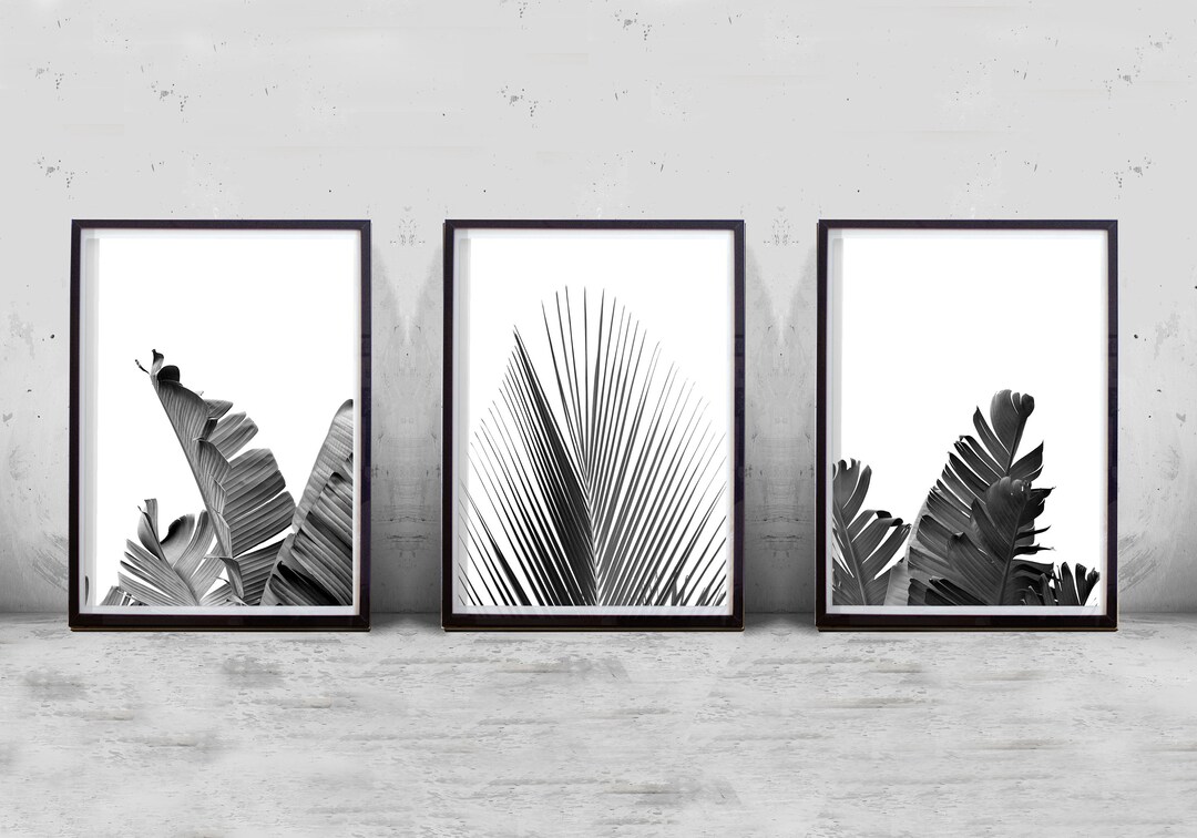 Black and White Wall Art Botanical Prints Set Minimalist Art Nordic ...