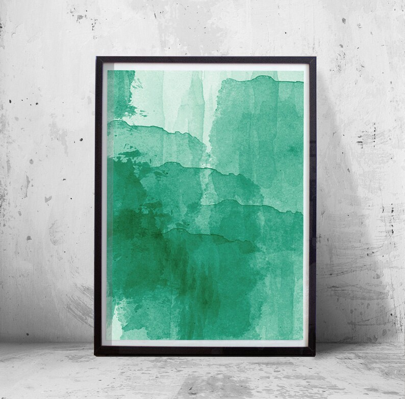 Large Abstract Prints Set Green Wall Art Emerald Stripes Paint Etsy