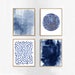 Abstract Watercolor Set Indigo Blue Wall art Large Navy Prints Minimalist art Minimal Contemporary Modern art Paint Splatter Stripes Beach