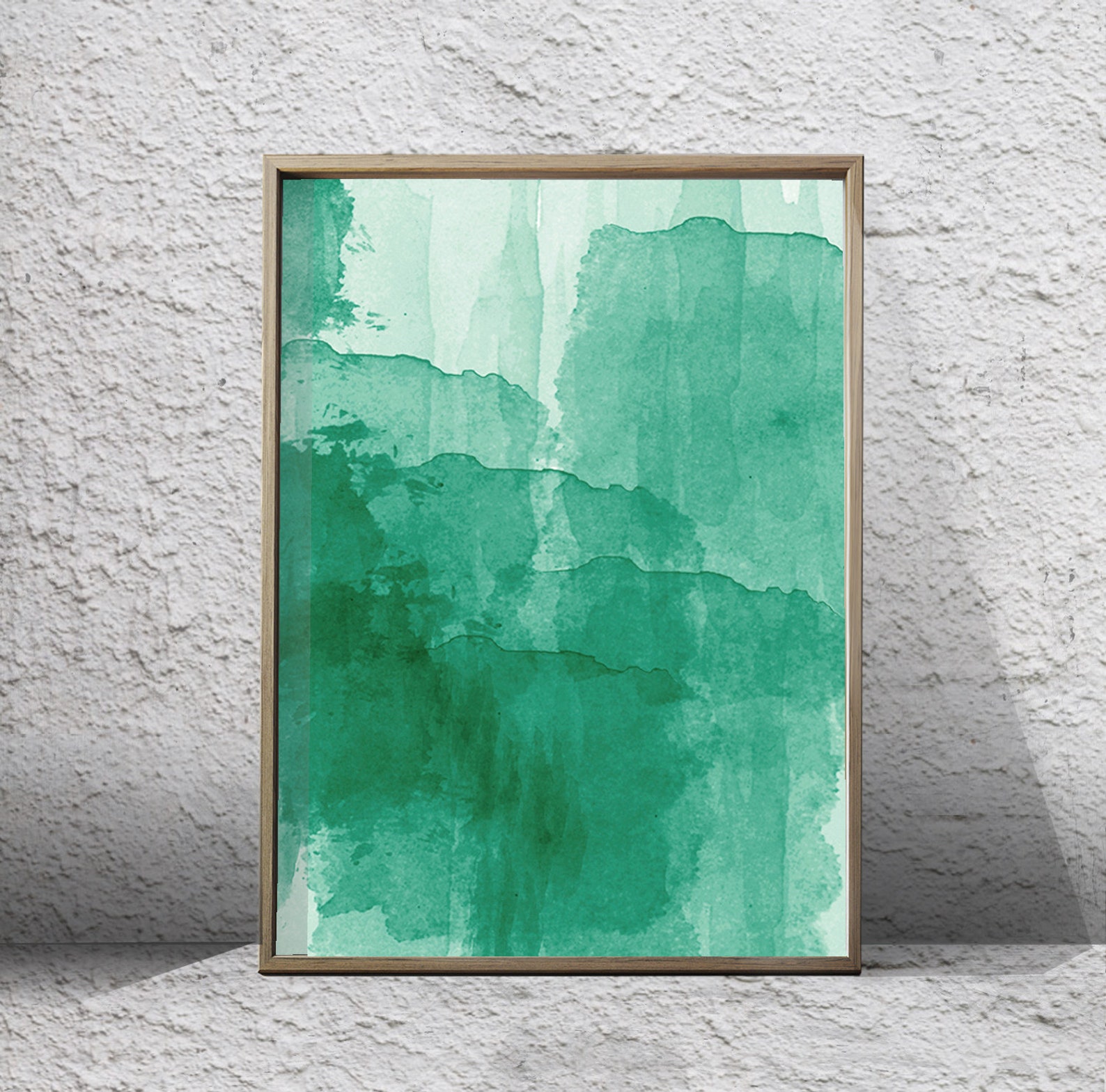 Large Wall Art Emerald Green Abstract Watercolor Paintings Minimalist ...