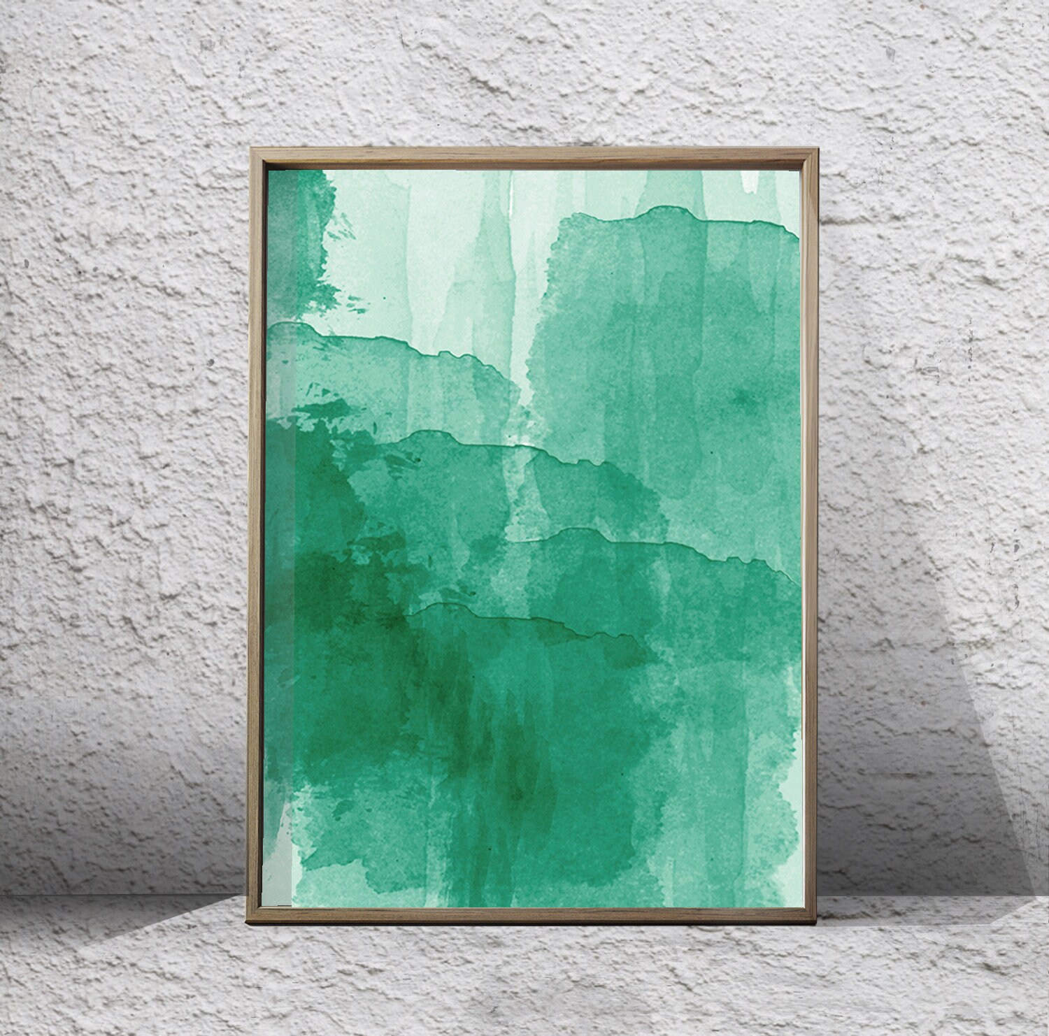 Large Wall art Emerald Green Abstract Watercolor Paintings