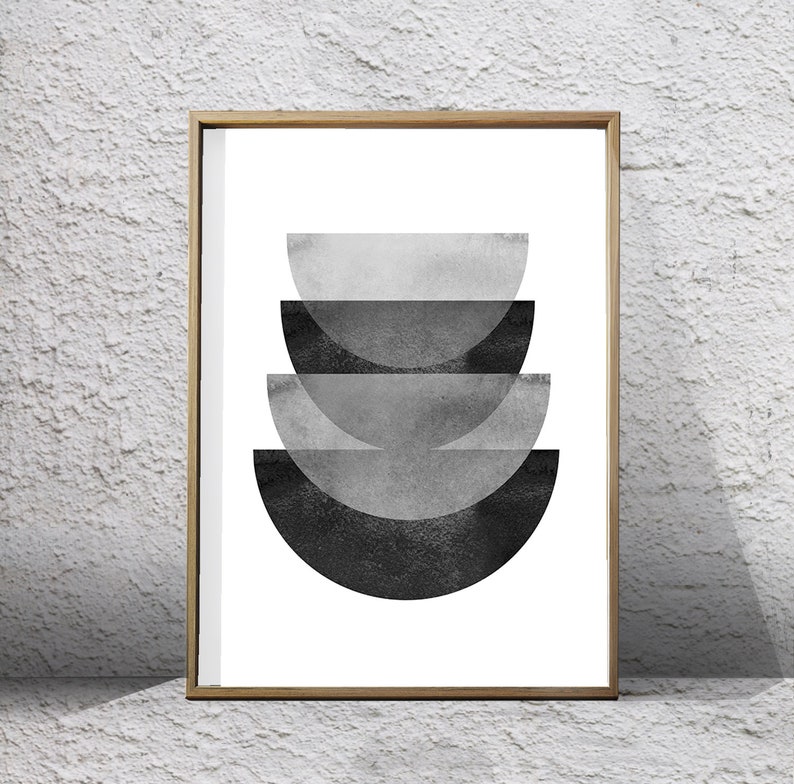 Black and White Wall Art Geometric Prints Set Abstract - Etsy