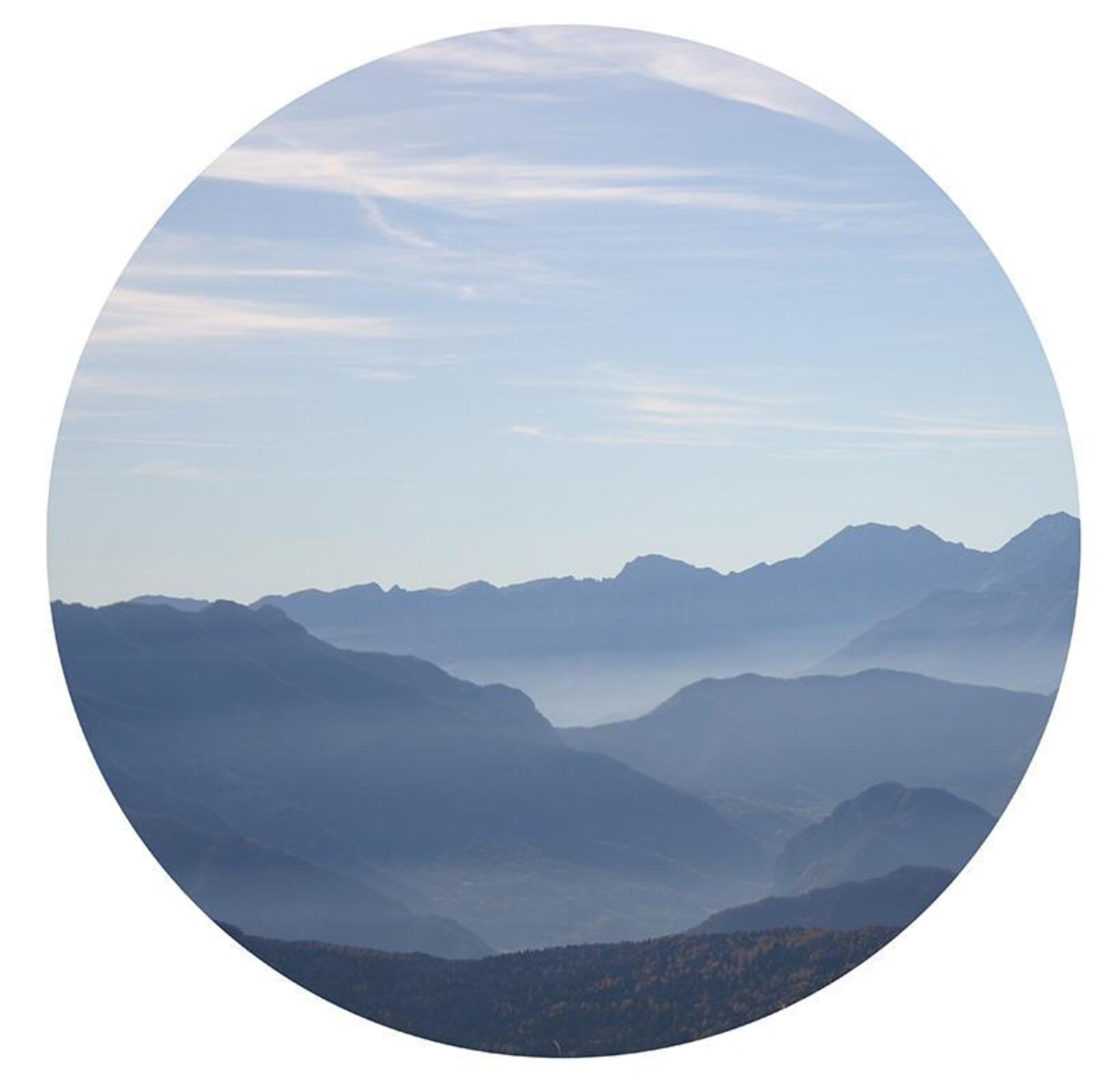 Mountains Print Blue Gray Wall Art Nordic Nature Circle Art Etsy