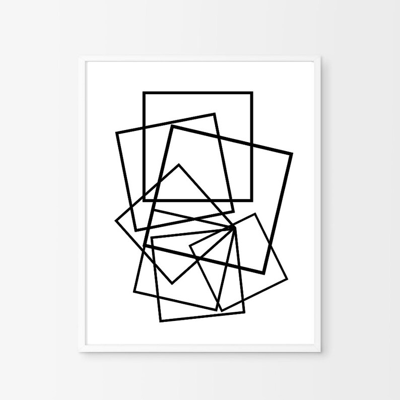 Geometric Art Print Black and White Lines Drawing Abstract Art - Etsy