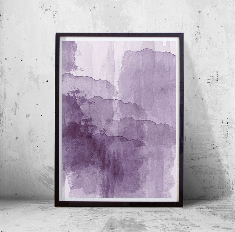Large Wall art Abstract Watercolor Paintings Prints Set of 3 Lilac Purple Art Prints Minimalist art Brush Strokes Scandinavian art Posters