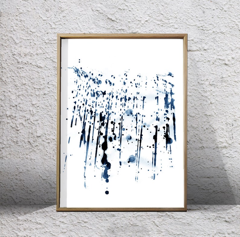 Abstract Painting Set Large Wall Art Indigo Blue Art Etsy