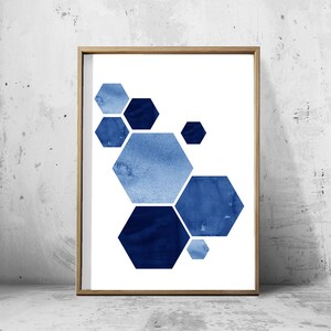 Abstract Watercolor Prints Set of 6 Indigo Blue Navy Wall Art - Etsy