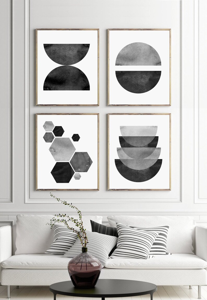 Black and White Wall Art Modern Scandinavian Decor Boho Wall Etsy
