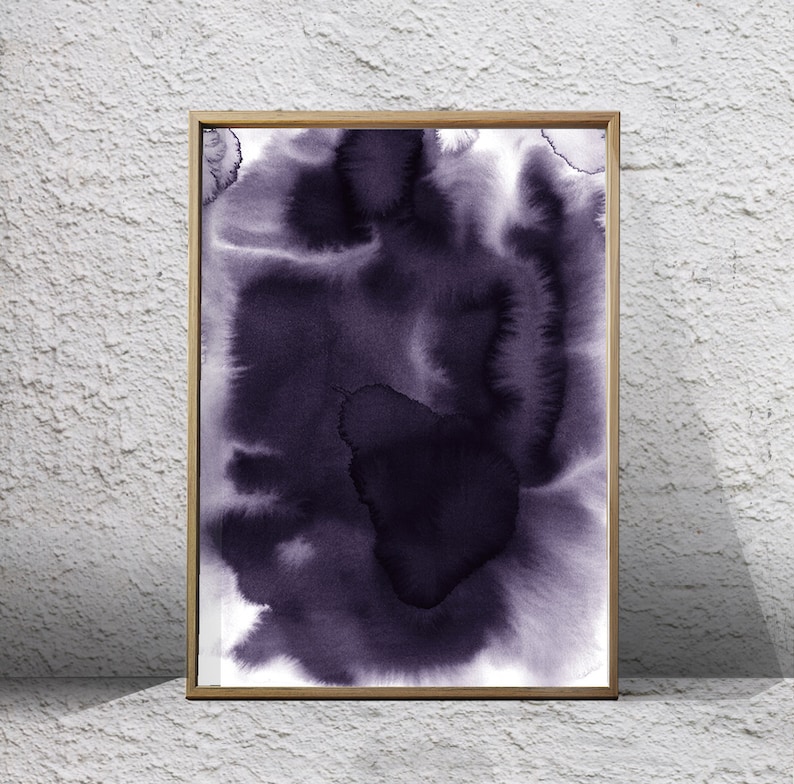 Large Wall art Abstract Watercolor Paintings Prints Set of 3 Lilac Purple Art Prints Minimalist art Brush Strokes Scandinavian art Posters