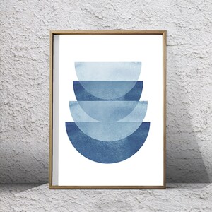 Set of 3 Abstract Watercolor Prints Indigo Blue art Navy Wall art Geometric Prints Hexagon Minimalist art Scandinavian Nordic Prints Boho image 3