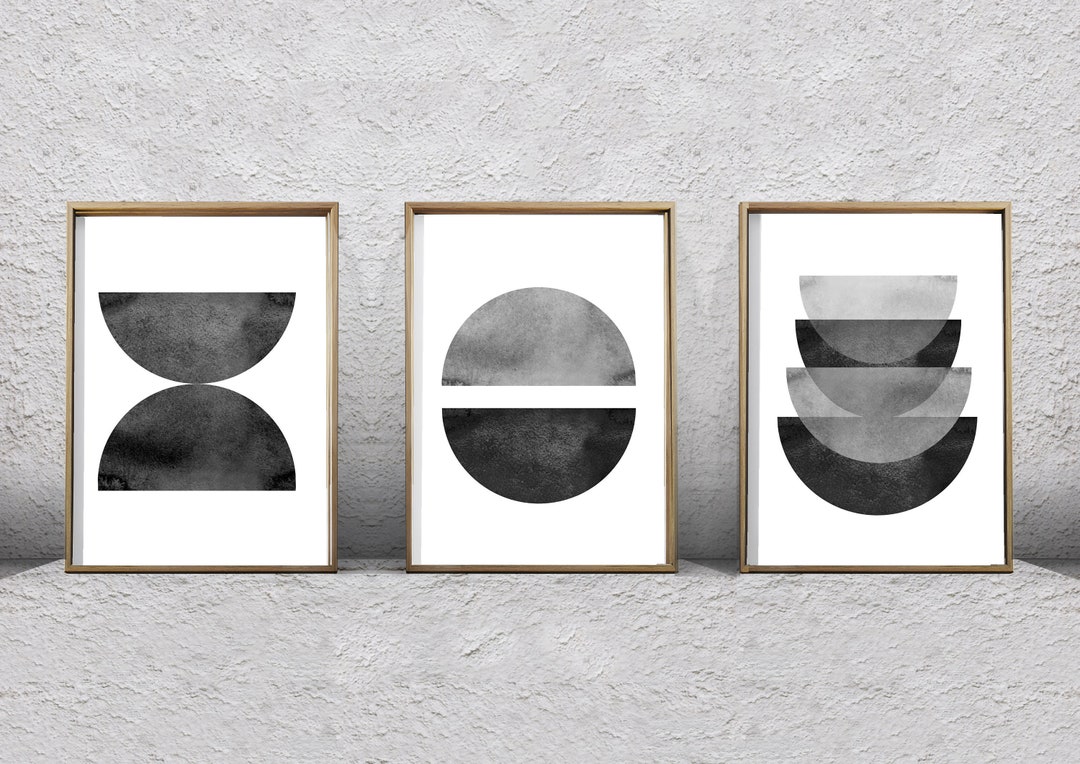 Black and White Wall Art, Geometric Prints Set, Abstract Printable Art ...