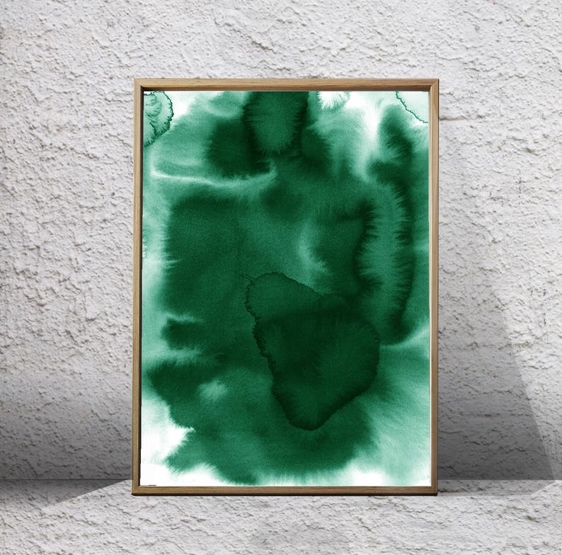 Abstract Prints Set of 3 Emerald Green Wall Art Abstract Etsy
