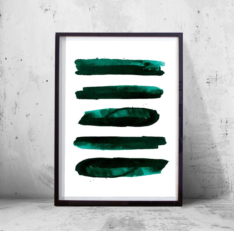 Abstract Prints Set of 3 Emerald Green Wall Art Abstract Etsy