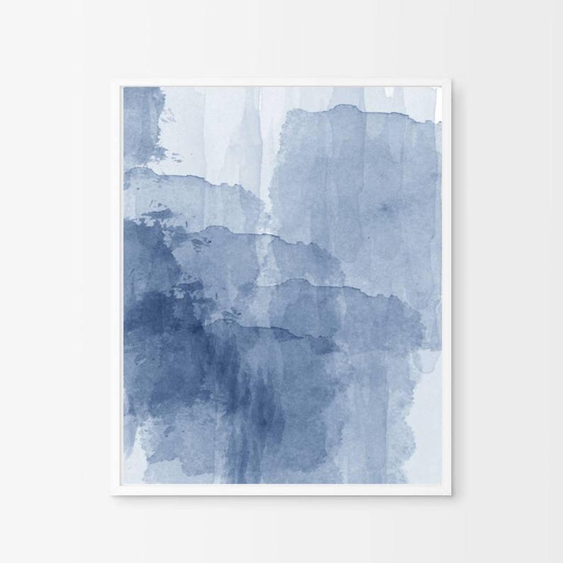 Abstract Watercolor Set Blue Painting Abstract art Minimalist Etsy
