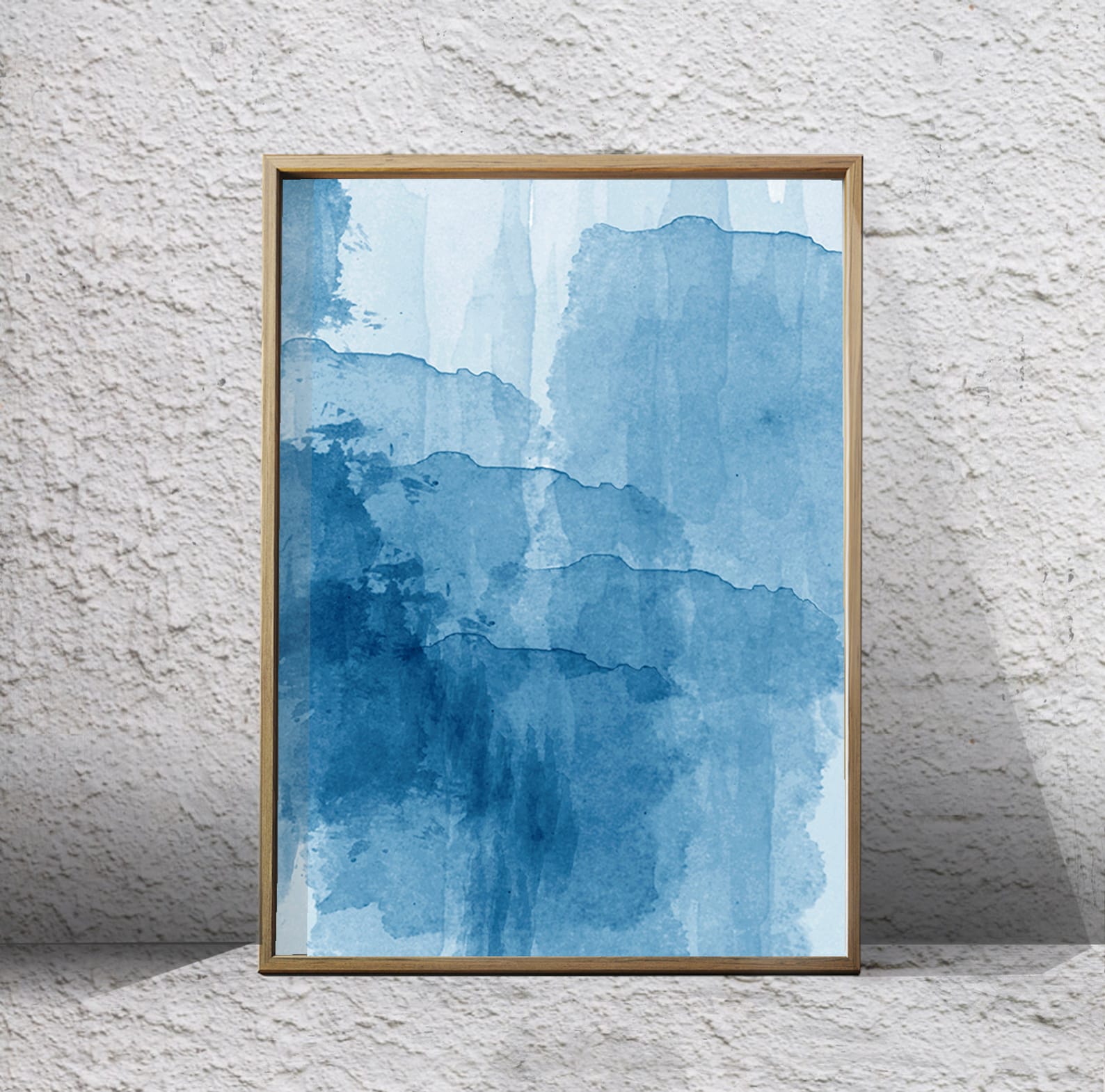 Abstract Watercolor Prints Set of 6 Blue Wall Art Minimalist Etsy