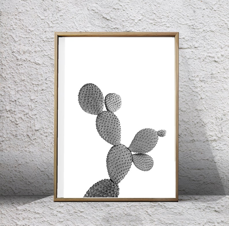 Cactus Wall art Black and White Art Print Minimalist Poster Scandinavian Art Boho Decor Plant Desert Cacti Opuntia Botanical Printable art