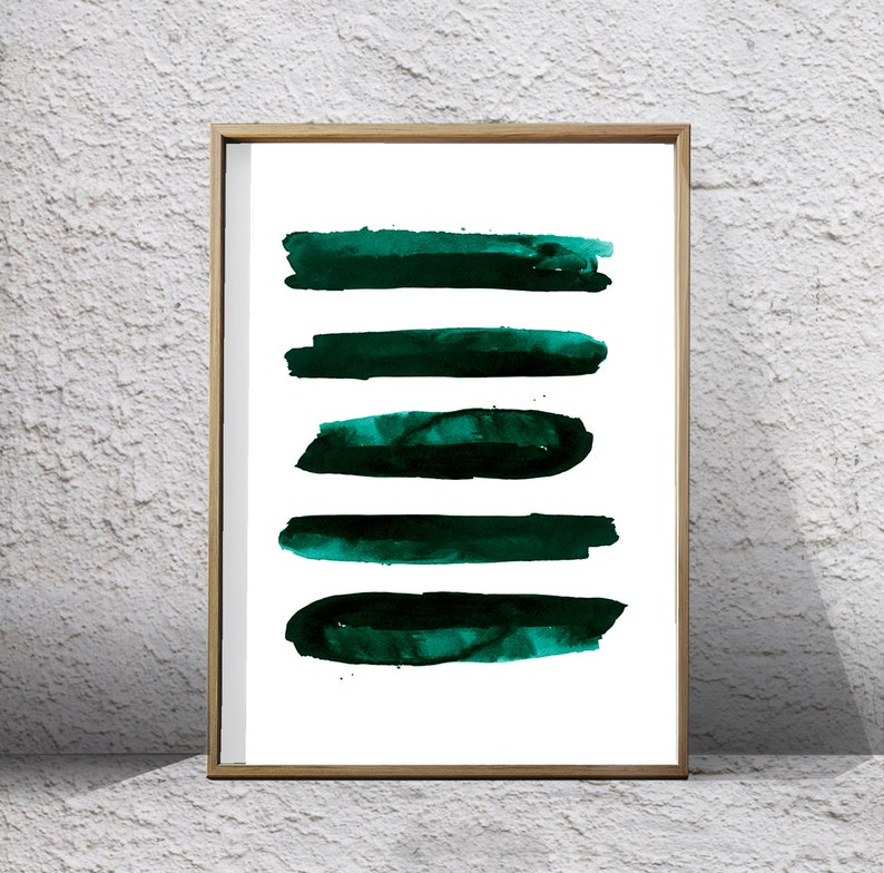 Large Wall Art Emerald Green Abstract Watercolor Paintings Etsy