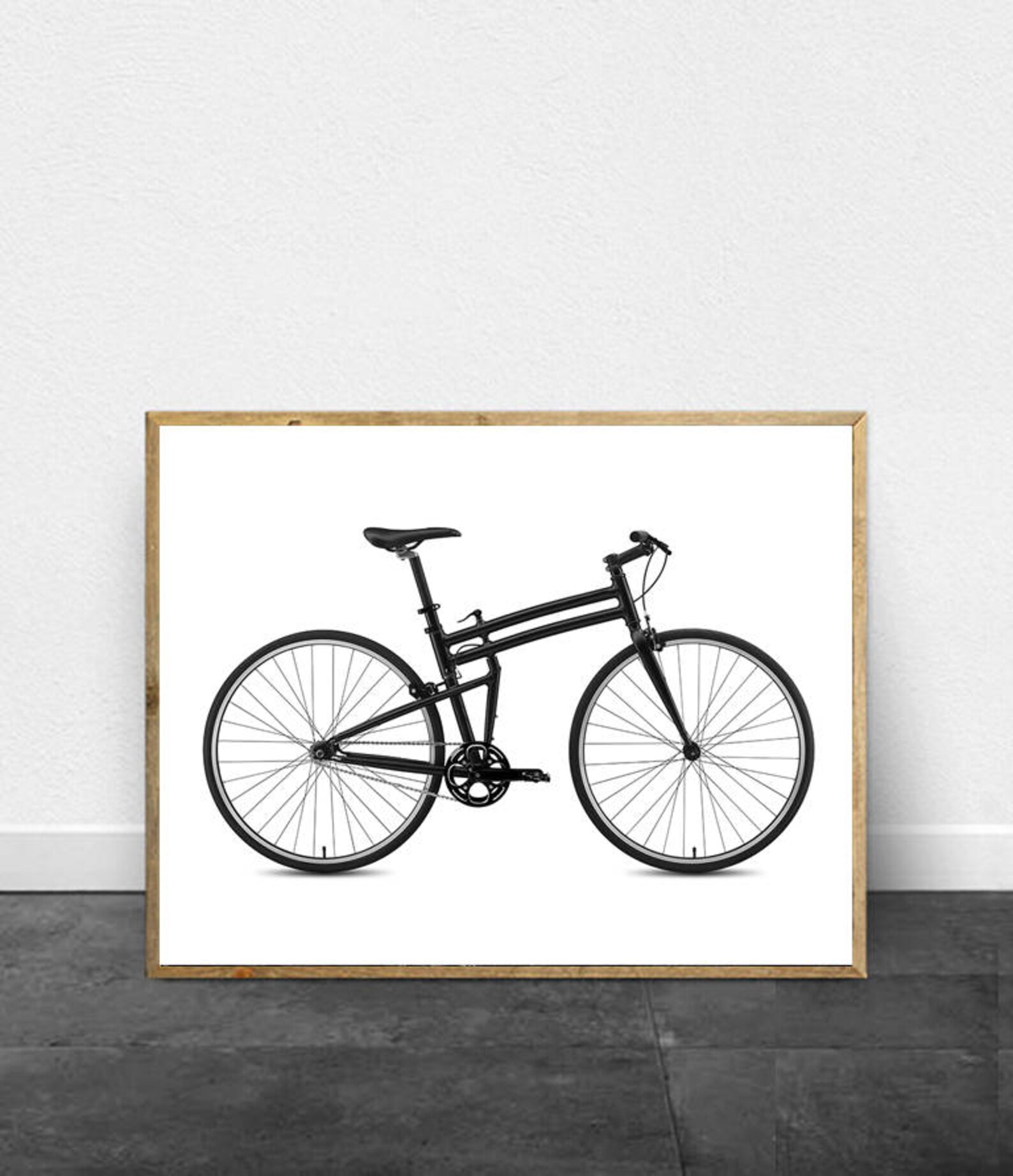 Fiets print fiets poster minimalistische kunst zwartwit muur Etsy