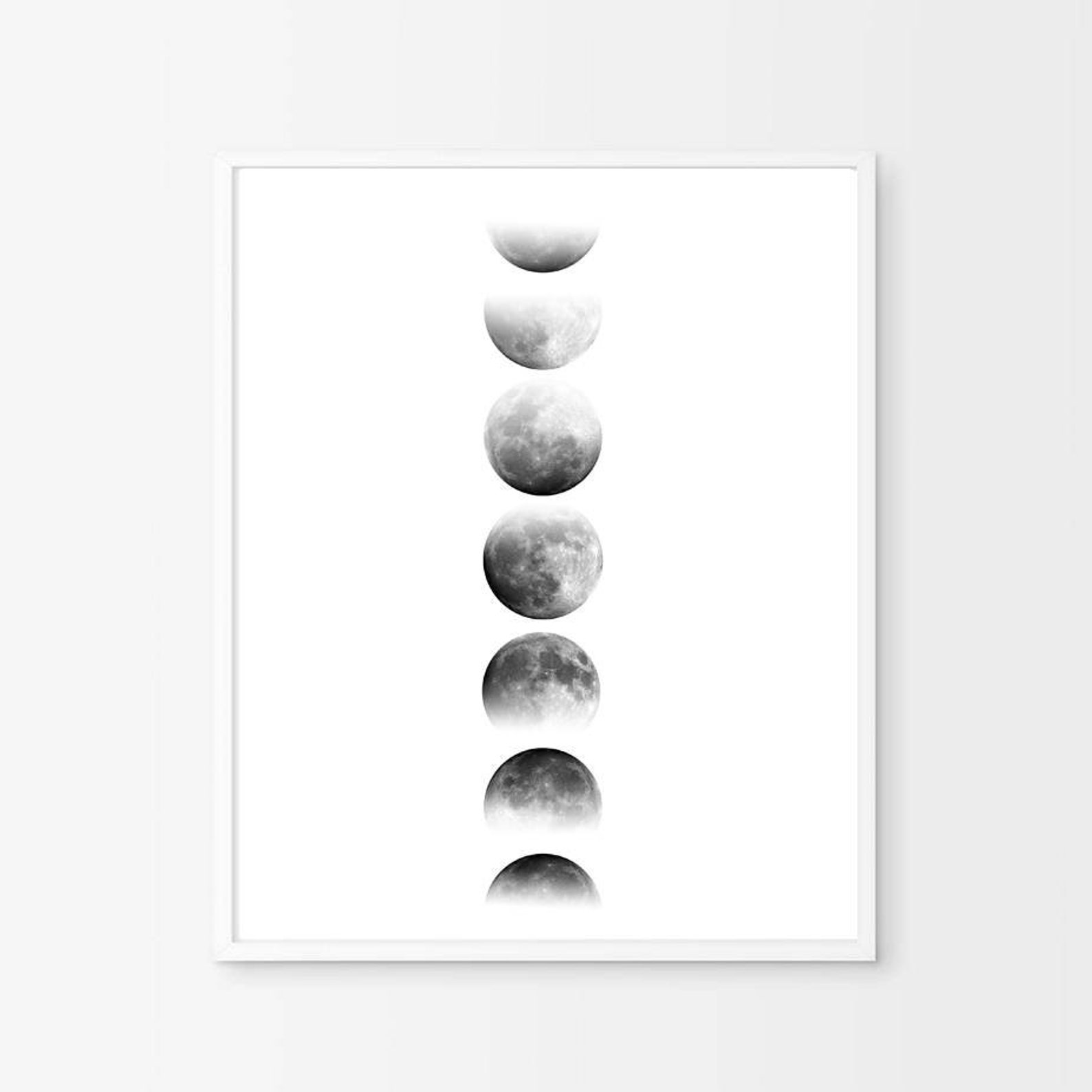 Moon Phase Print Minimalist Poster Black And White Wall Art Etsy