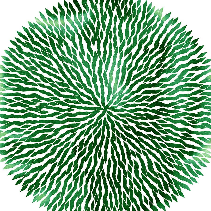 Large Wall Art Emerald Green Abstract Print Watercolor Painting Circle ...
