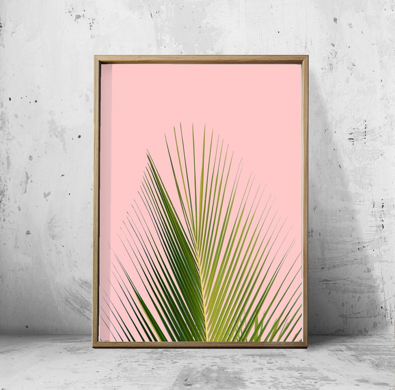 Set of 4 Tropical Leaves Leaf Prints Set Pink Green Wall Art Etsy Canada