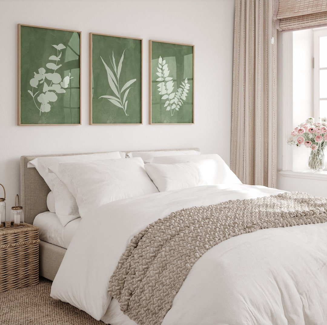 Sage Green Wall Art Prints Botanical Wall Art Boho Decor Set of 3 ...