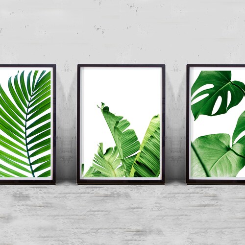 Abstract Green Palm Leaves Scandinavian Nordic Posters Prints Canvas Pictures 