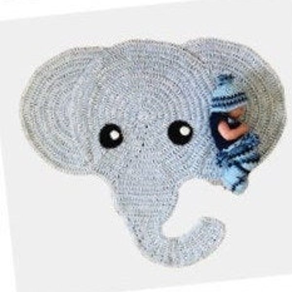 Elephant Rug Crochet PATTERN - Baby Boy Baby Girl Gift Simple Easy Fast- Fun Nursery Carpet Kids Bedroom Decor Animal Safari Reading Mat Pdf