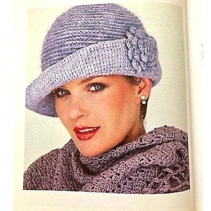 Crochet Hat with Flower Cloche PATTERN Hat Crochet Hats Head Cover Flapper Hat Vintage Crochet Hats Winter Hat Pdf Digital Prints Download