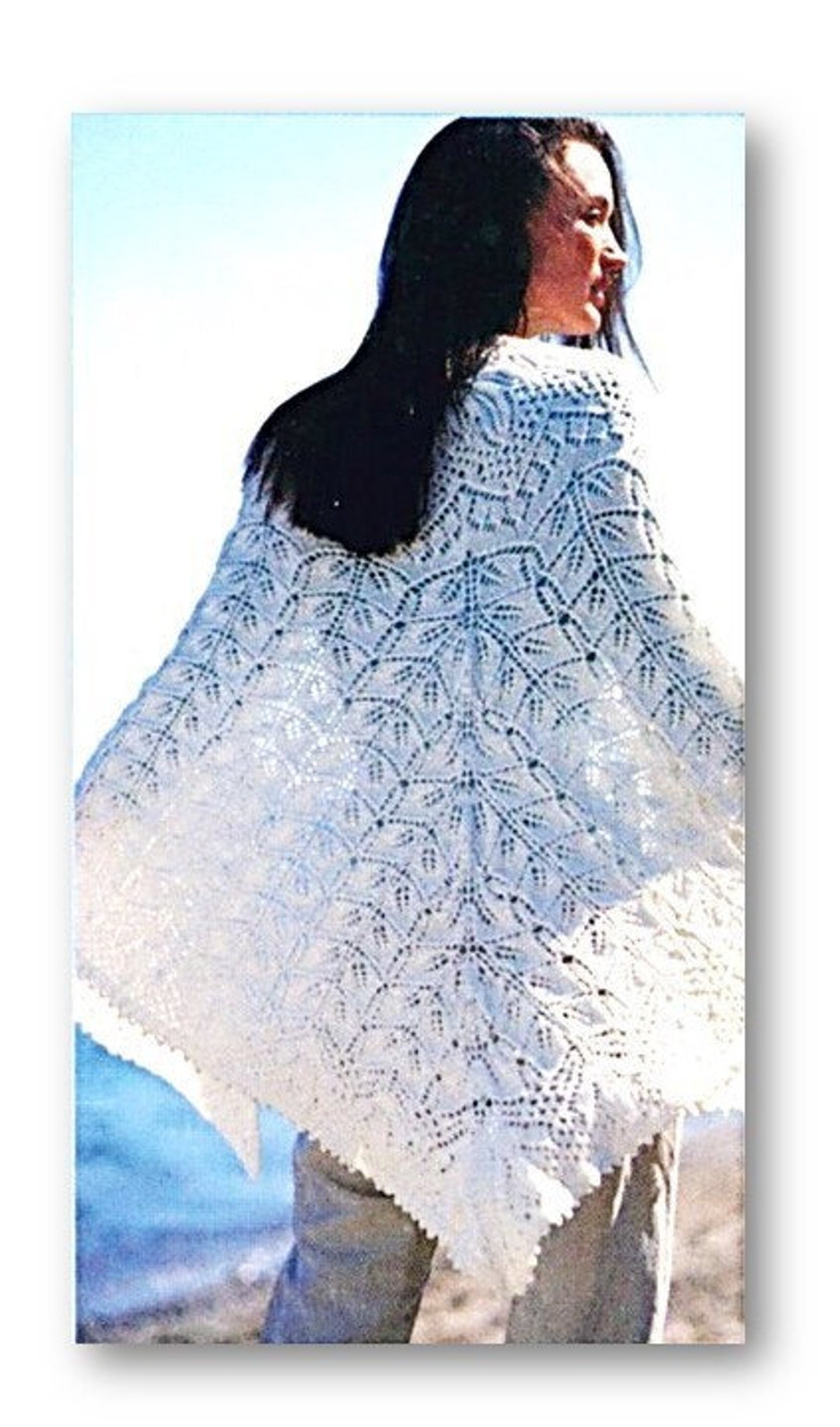 Knit Filet Lace Knit Shawl Pattern – Vintage Wedding Shrug, Filet Design (PDF ...