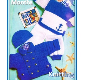 Crochet Baby Sailor Set Pattern 6-24 Months Hat Jacket Sweater Pants Legging Baby Boy Baby Girl Toddler Child Kid Naval Theme Photo Prop Pdf