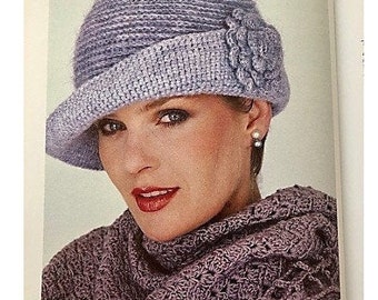 Crochet Hat with Flower Cloche PATTERN Hat Crochet Hats Head Cover Flapper Hat Vintage Crochet Hats Winter Hat Pdf Digital Prints Download