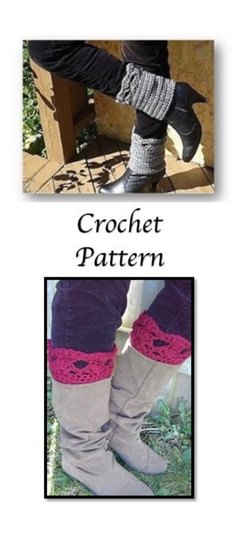Boot Cuffs Crochet PATTERN Shell Lace Pattern Boot Toppers Leg Warmers