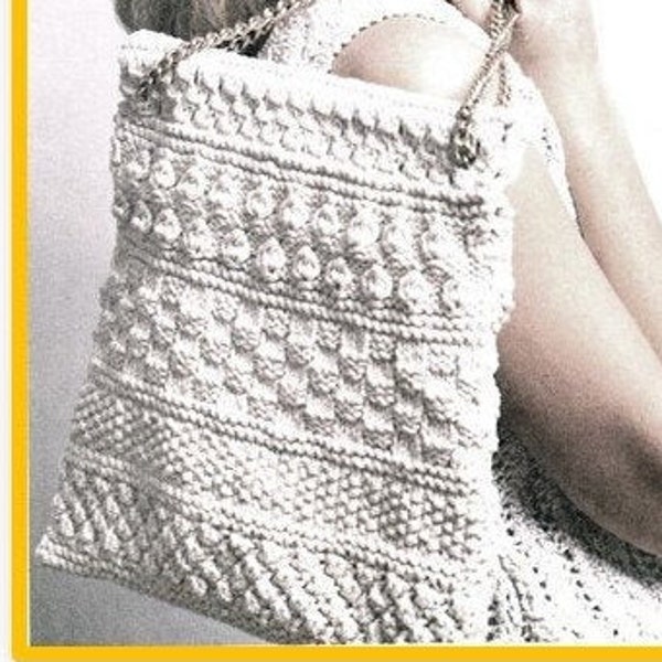 Knitted Pattern Beach Tote Bag Summer Purse Boho Hippie Vintage Retro Digital Tutorial Pdf Festival Market Handbag Shoulder Bag Wedding Gift