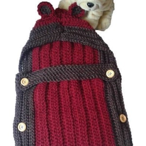 Baby Sleeping Bag Pattern Digital Crochet PDF Pattern Hooded Cocoon Blanket Bear Ears Photo Prop Sleep Sack Newborn Sleeping Bag Bedding