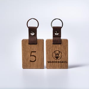 Personalized Wooden Hotel Keychain, Engraved Oak Key Fob image 16