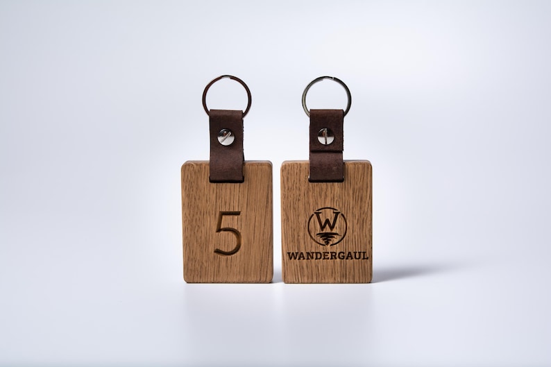 Personalized Wooden Hotel Keychain, Engraved Oak Key Fob image 16