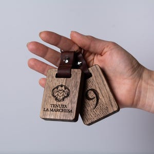 Personalized Wooden Hotel Keychain, Engraved Oak Key Fob image 13