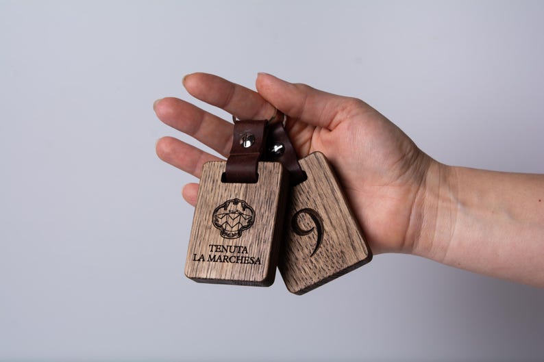 Personalized Wooden Hotel Keychain, Engraved Oak Key Fob image 13
