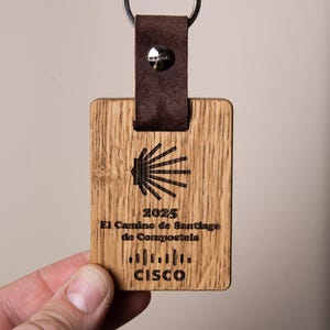 Personalized Wooden Hotel Keychain, Engraved Oak Key Fob image 18