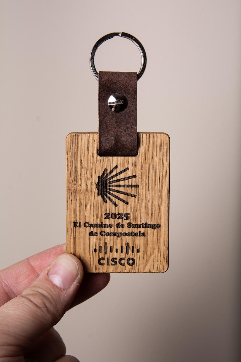 Personalized Wooden Hotel Keychain, Engraved Oak Key Fob image 18