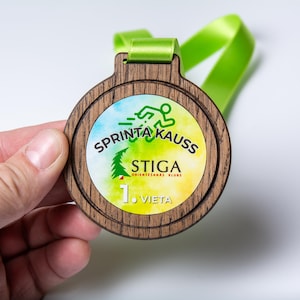 Customized bespoke sports medals made of oak wood and acrylic, Personalized, Marathon medal, Original award, Wooden medal, Hockey, Running