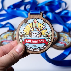Custom wooden sports medals made of oak wood, Original Award, Personalized medals, Marathon, Skiing, Running, Hockey medals, sports games
