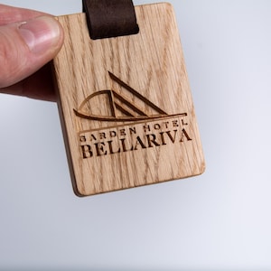 Personalized Wooden Hotel Keychain, Engraved Oak Key Fob image 6