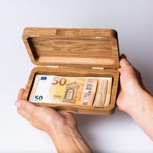Aangepaste houten geldgeschenkdoos, spaarbank, huwelijkscadeau, geldcadeau-idee, contant geldcadeau, gepersonaliseerde doos, fooiendoos voor restaurant, verjaardagscadeau