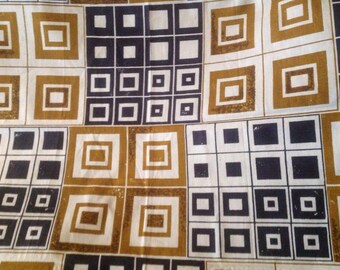 Vintage mid century screen printed fabric, linen & cotten